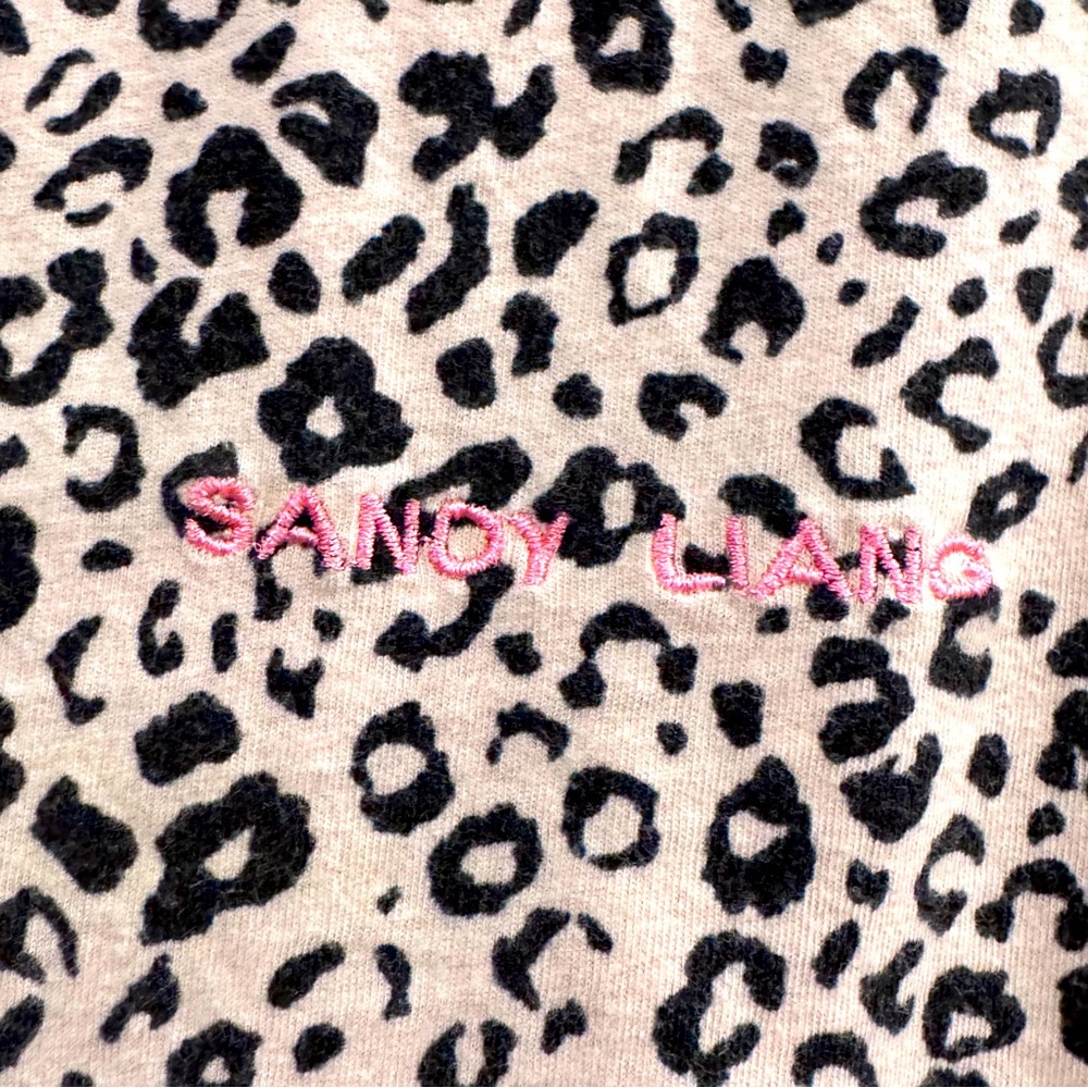 Sandy Liang Black & Cream Leopard Cotton Blouse Shirt Top Size 6 - Picture 8 of 12